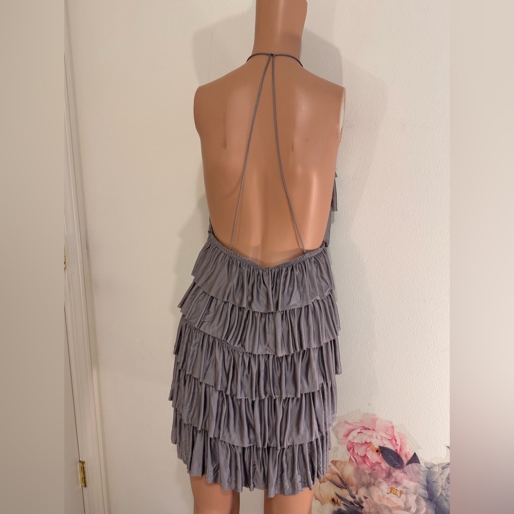 NEW TOM FORD Halterneck Ruffled Cocktail Dress in Mauve purple backless mini 6 - Picture 4 of 10